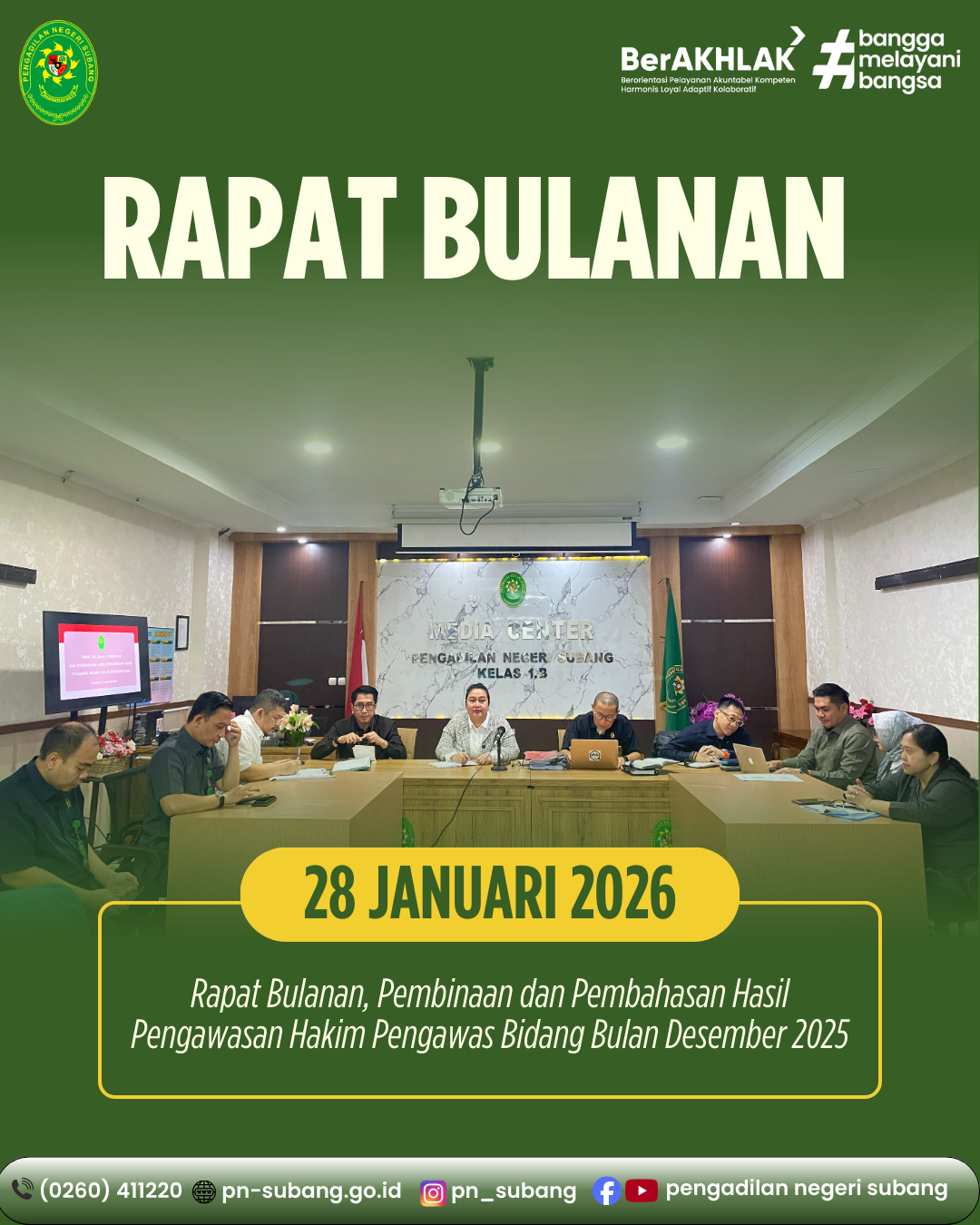 RAPAT BULANAN PEMBINAAN DAN PEMBAHASAN HASIL PENGAWASAN HAKIM PENGAWAS BIDANG BULAN DESEMBER 2025