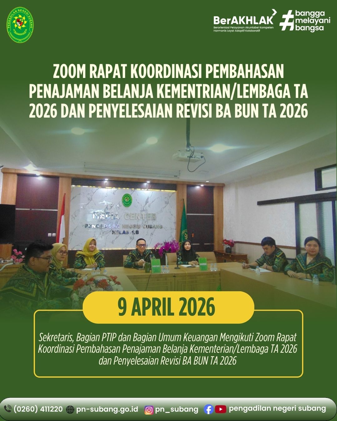 ZOOM RAPAT KOORDINASI PEMBAHASAN PENAJAMAN BELANJA KEMENTERIAN/LEMBAGA TA 2026 DAN PENYELESAIAN REVISI BA BUN TA 2026
