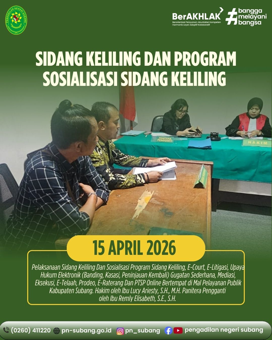 SIDANG KELILING DAN SOSIALISASI LAYANAN DIGITAL PENGADILAN NEGERI SUBANG DI KANTOR MPP KAB. SUBANG