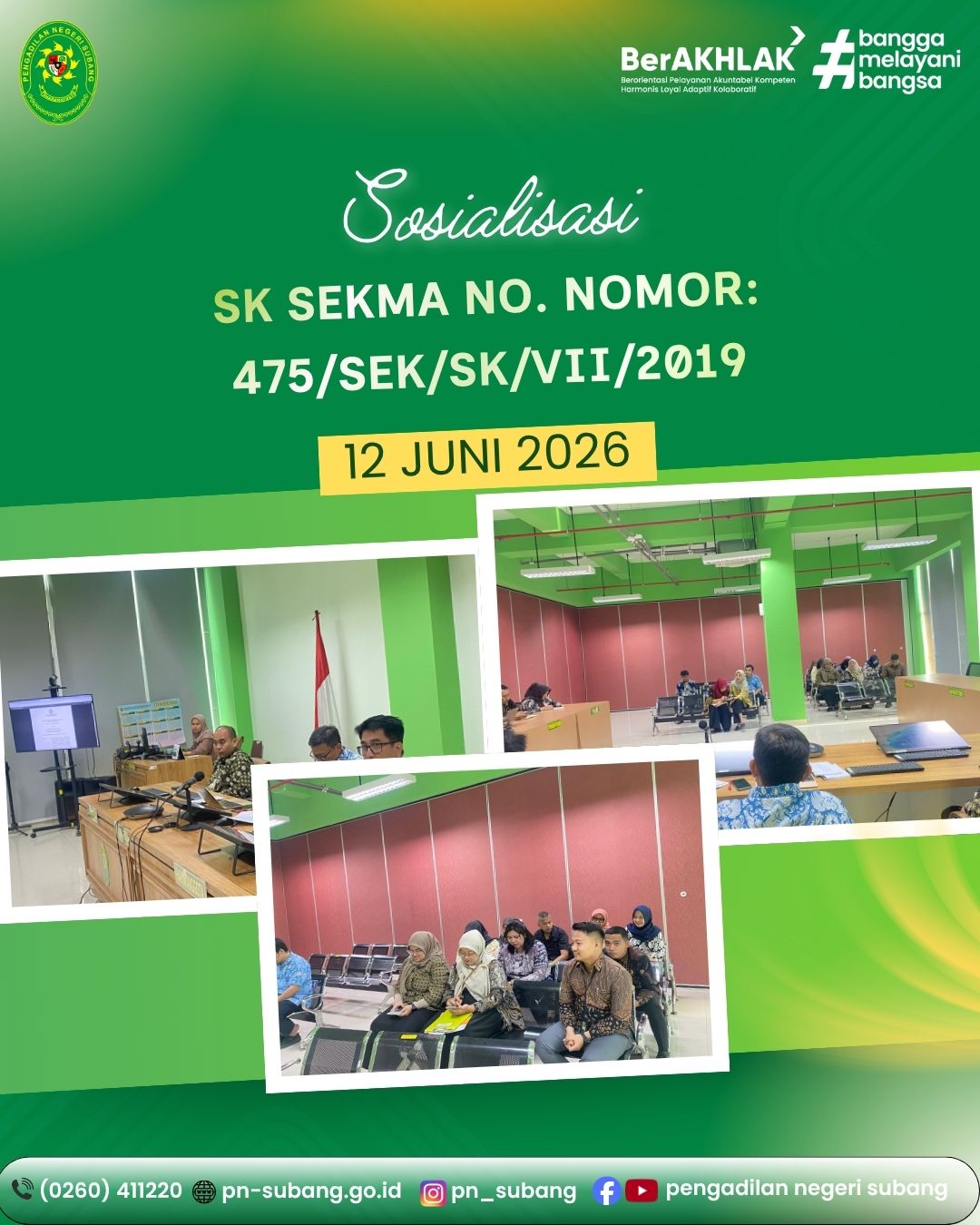 SOSIALISASI SK SEKMA NOMOR 475 TAHUN 2019 TENTANG PEDOMAN MANAJEMEN RISIKO DI LINGKUNGAN MAHKAMAH AGUNG DAN BADAN PERADILAN DI BAWAHNYA. 