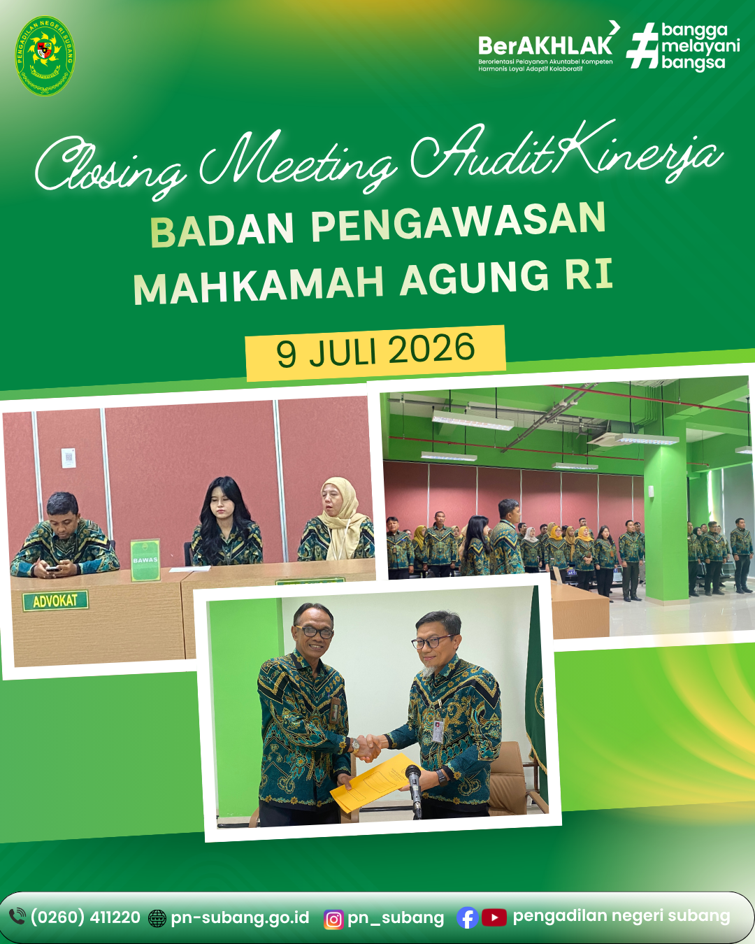 AUDIT KINERJA PEGADILAN NEGERI SUBANG OLEH BADAN PENGAWAS MA RI