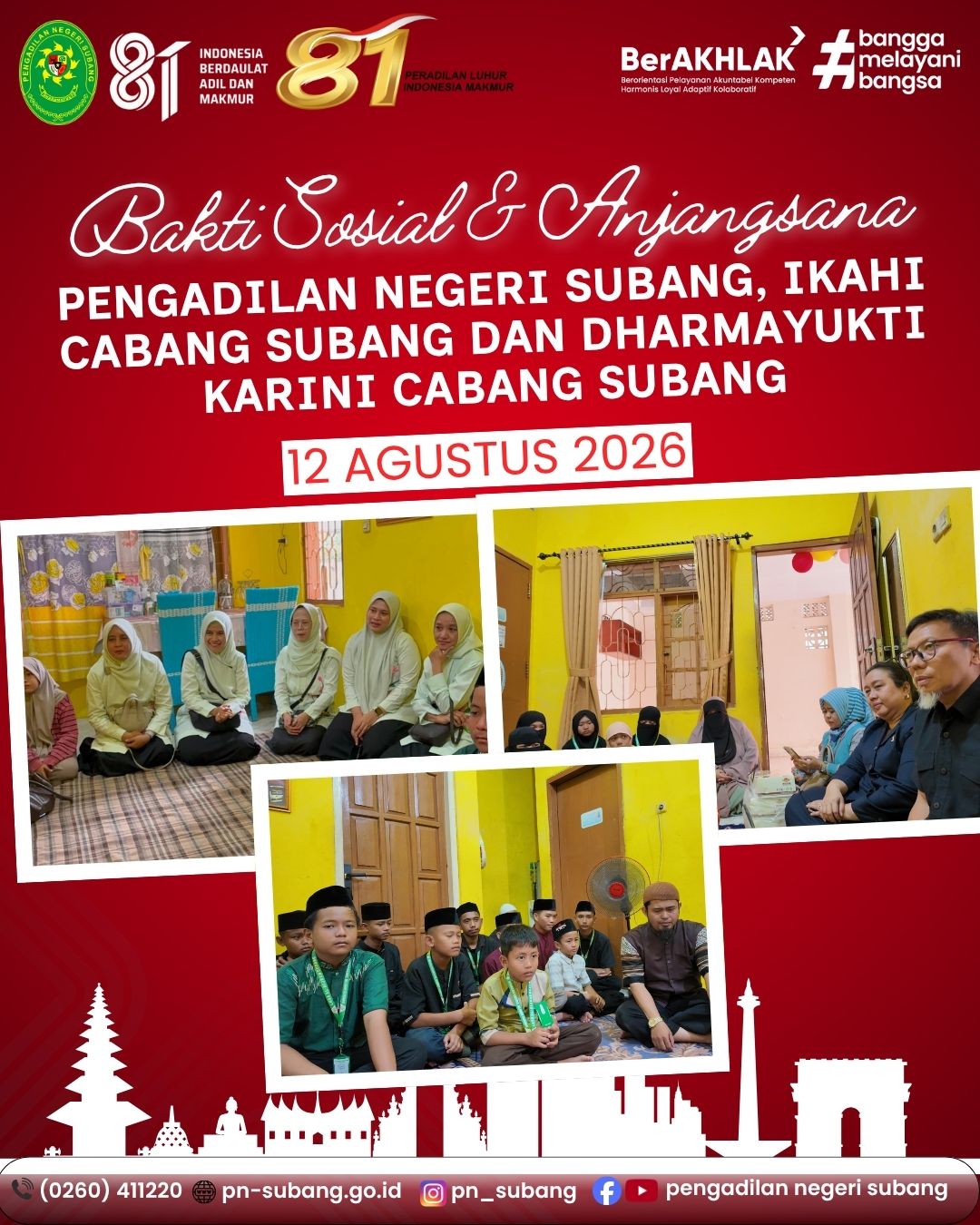 PENGADILAN NEGERI SUBANG, IKAHI, DAN DYK CABANG SUBANG GELAR BAKTI SOSIAL DAN ANJANGSANA KE YAYASAN PANTI ASUHAN DAARUL HIJRAH