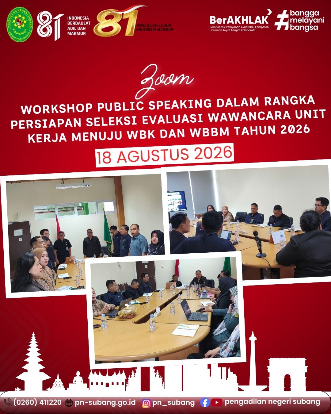 PENGADILAN NEGERI SUBANG IKUTI WORKSHOP PUBLIC SPEAKING DALAM PERSIAPAN EVALUASI UNIT KERJA MENUJU WBK DAN WBBM TAHUN 2026