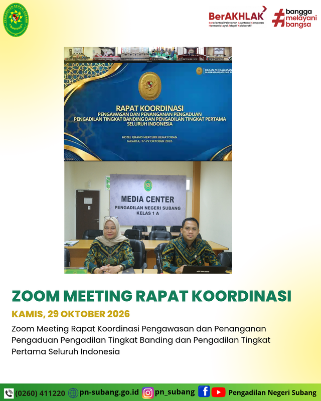 Rapat Koordinasi Pengawasan dan Penanganan Pengaduan Pengadilan di Seluruh Indonesia Dilaksanakan Secara Daring