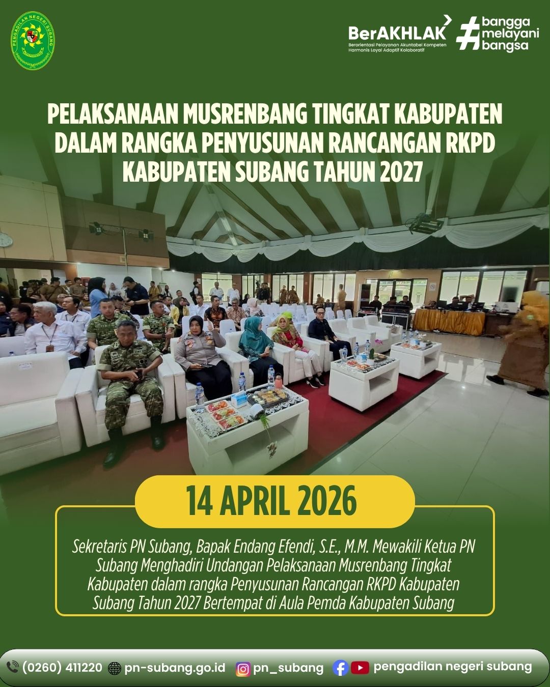 SEKRETARIS PN SUBANG HADIRI MUSRENBANG KABUPATEN UNTUK PENYUSUNAN RKPD 2027