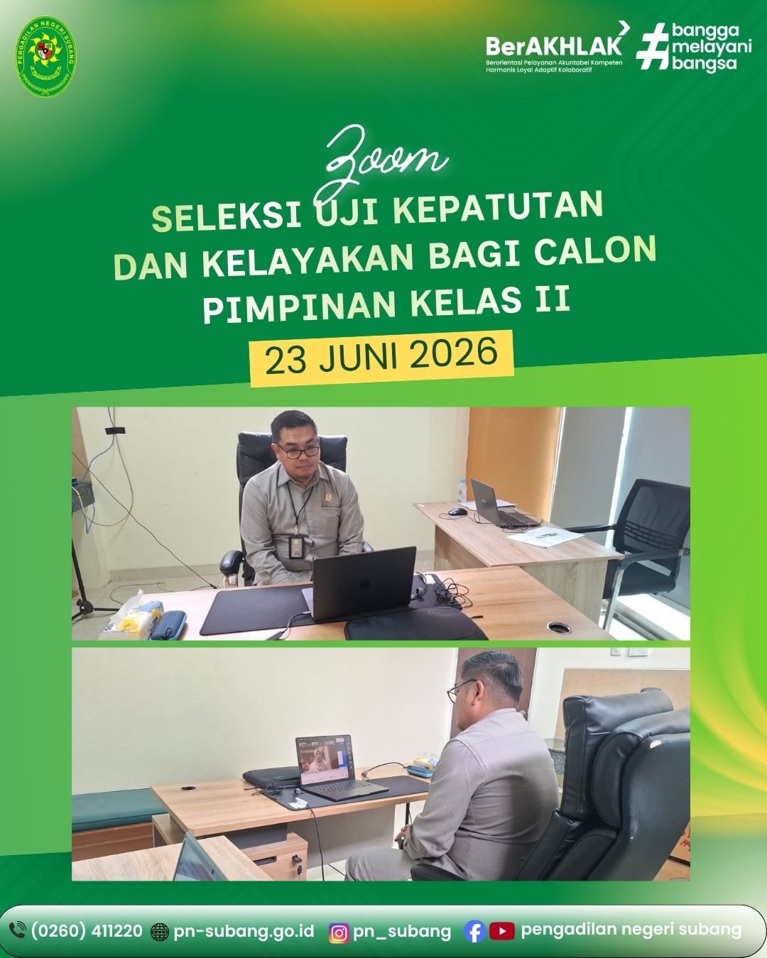 ZOOM SELEKSI UJI KEPATUTAN DAN KELAYAKAN BAGI CALON PIMPINAN KELAS II